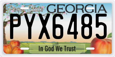 GA license plate PYX6485