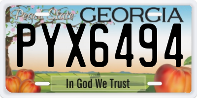 GA license plate PYX6494