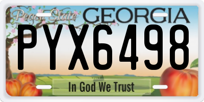 GA license plate PYX6498