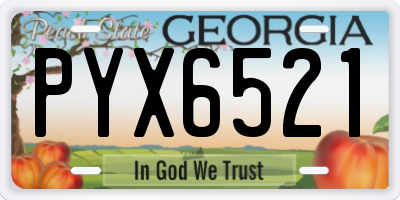 GA license plate PYX6521