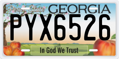 GA license plate PYX6526