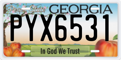 GA license plate PYX6531