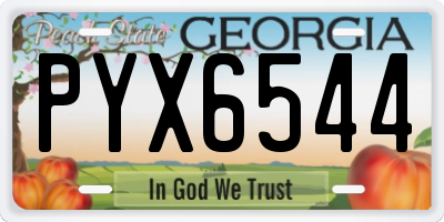 GA license plate PYX6544