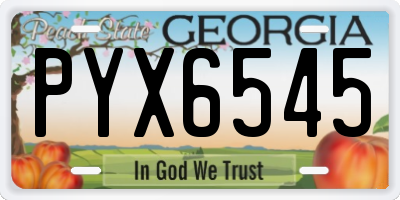 GA license plate PYX6545