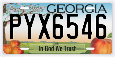GA license plate PYX6546