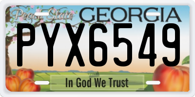 GA license plate PYX6549
