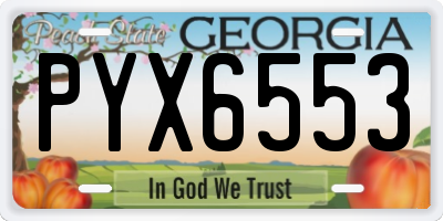 GA license plate PYX6553