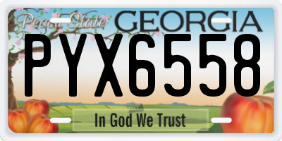 GA license plate PYX6558