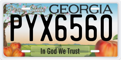GA license plate PYX6560