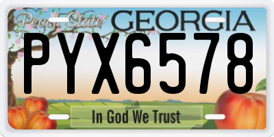 GA license plate PYX6578