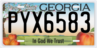 GA license plate PYX6583