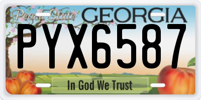 GA license plate PYX6587