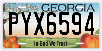 GA license plate PYX6594