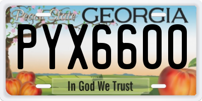 GA license plate PYX6600