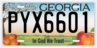 GA license plate PYX6601