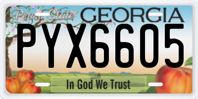 GA license plate PYX6605
