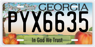 GA license plate PYX6635