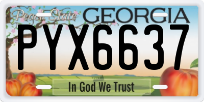GA license plate PYX6637