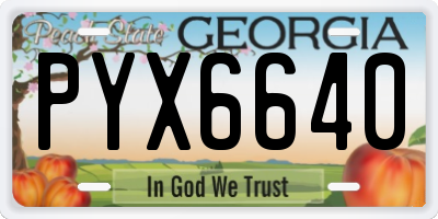 GA license plate PYX6640
