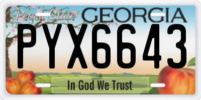 GA license plate PYX6643