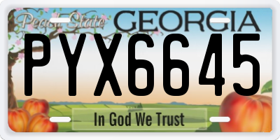 GA license plate PYX6645