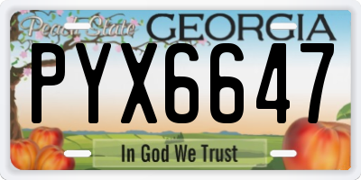 GA license plate PYX6647