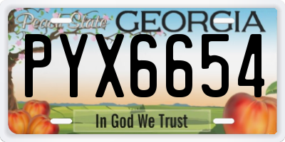 GA license plate PYX6654