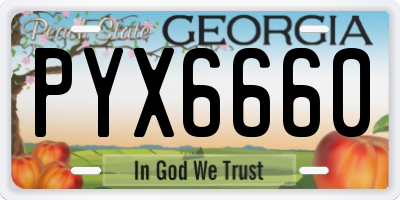 GA license plate PYX6660