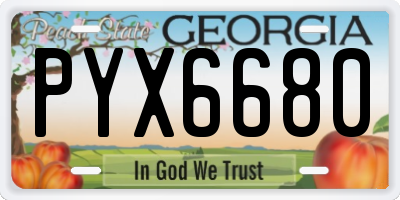 GA license plate PYX6680
