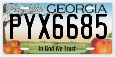 GA license plate PYX6685
