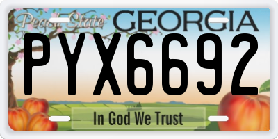 GA license plate PYX6692