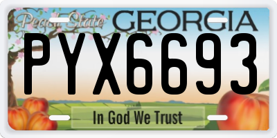 GA license plate PYX6693