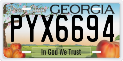 GA license plate PYX6694