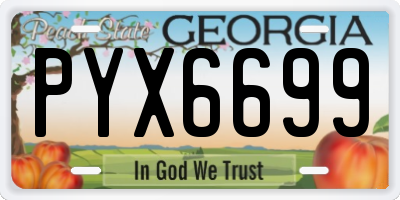 GA license plate PYX6699
