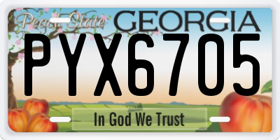 GA license plate PYX6705