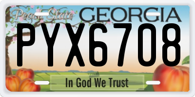 GA license plate PYX6708
