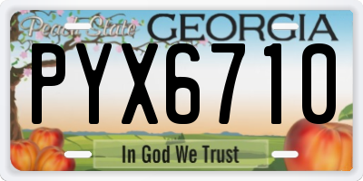 GA license plate PYX6710