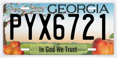 GA license plate PYX6721