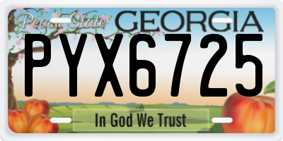 GA license plate PYX6725