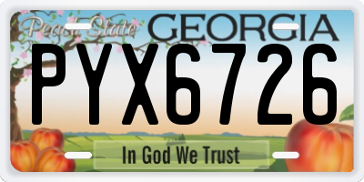 GA license plate PYX6726