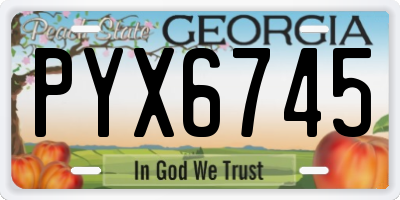 GA license plate PYX6745