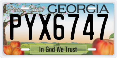 GA license plate PYX6747
