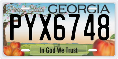 GA license plate PYX6748