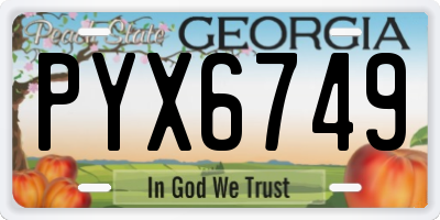 GA license plate PYX6749