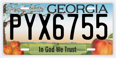 GA license plate PYX6755