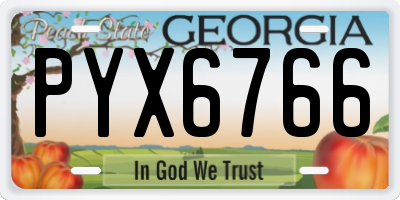 GA license plate PYX6766