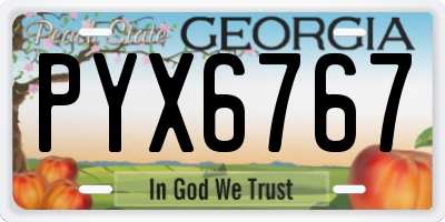 GA license plate PYX6767
