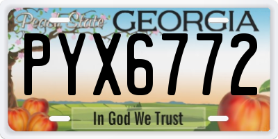 GA license plate PYX6772