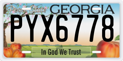 GA license plate PYX6778