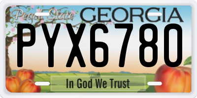 GA license plate PYX6780